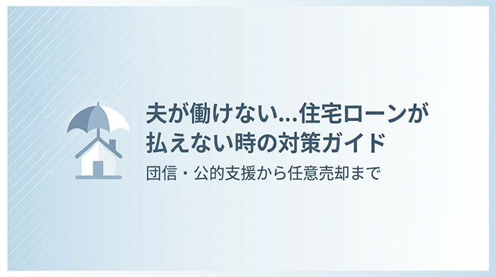 夫が働けない…住宅ローンが払えない時の対策ガイド|団信・公的支援から任意売却まで